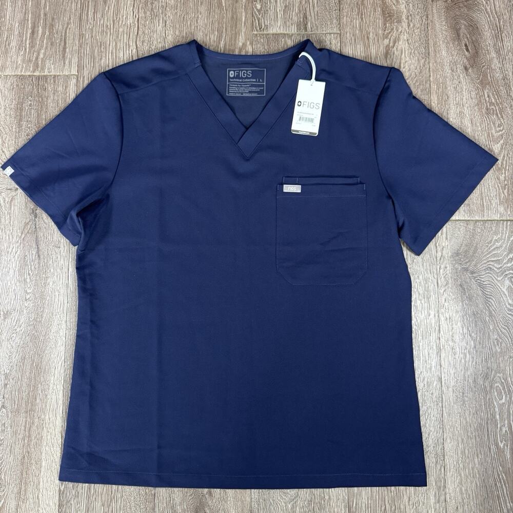 NWT Figs Men’s Slim Leon Top Size Large Navy Blue Style M21SW1051